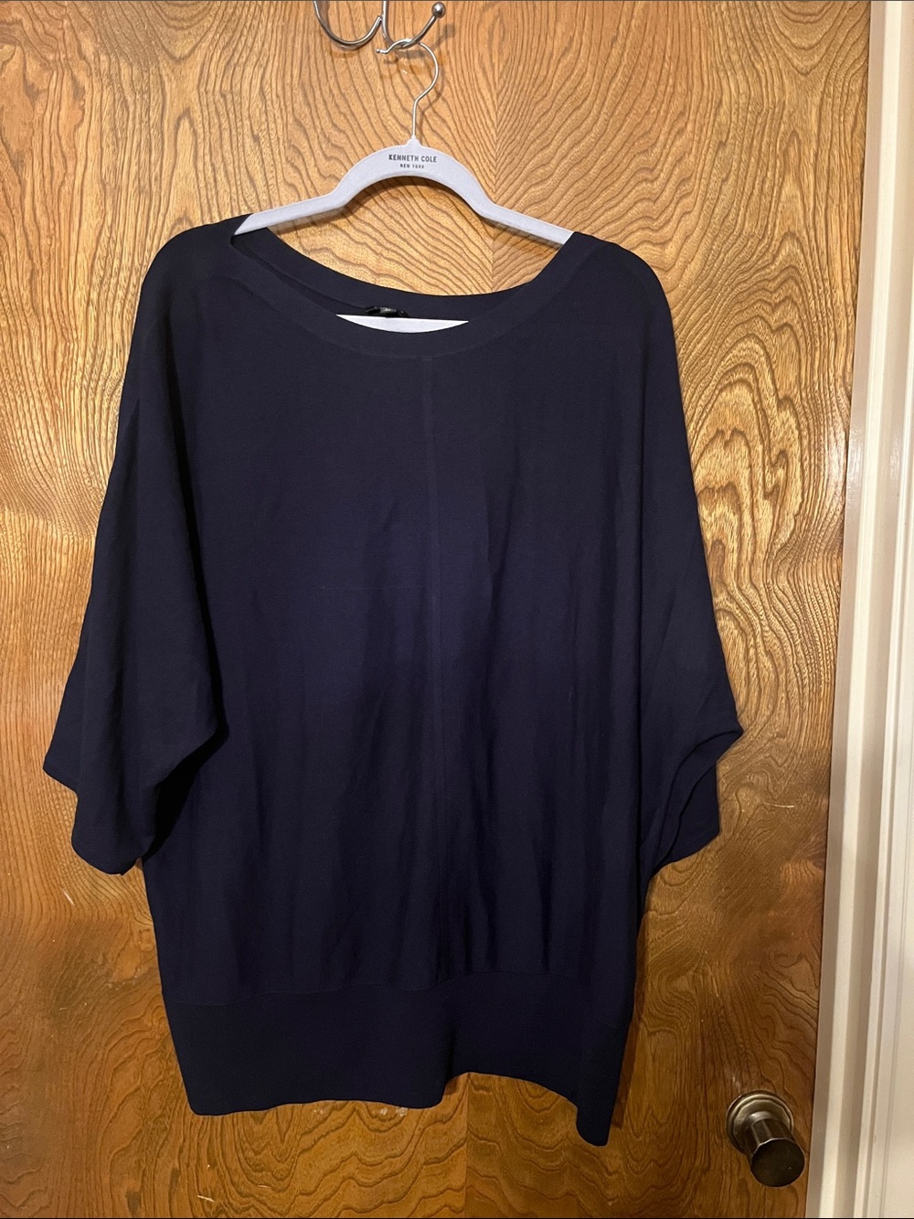 3x Tabolts Navy Oversized Dolman Short-Sleeve Top